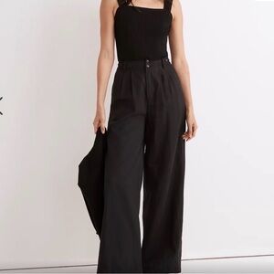 Madewell Trouser Size 4P Petite The Harlow Wide Leg Pant Black Casual MSRP $118